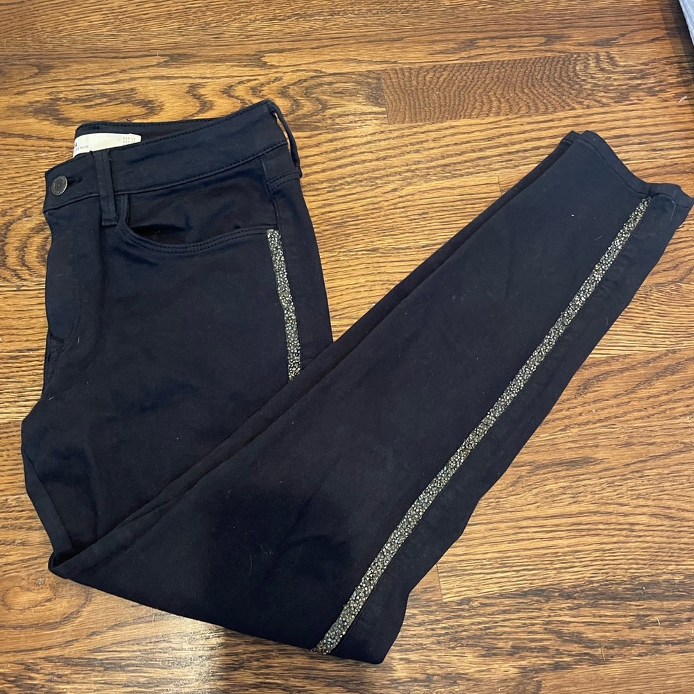 Zara Black Jeans side sparkle strips